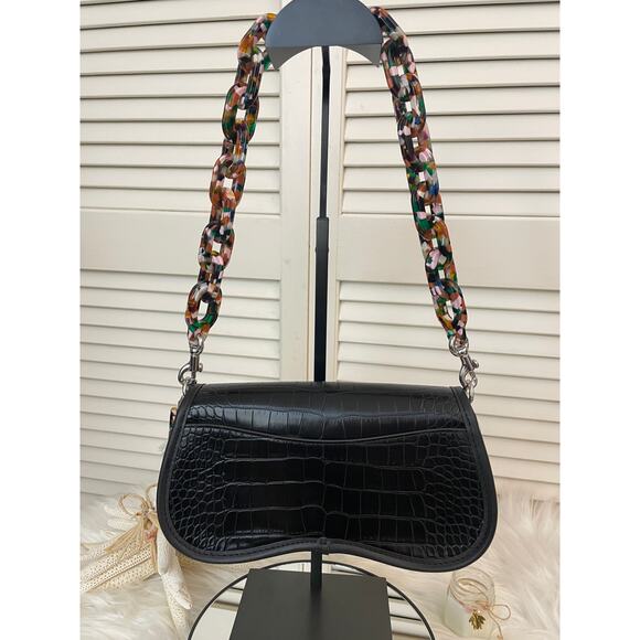 Coach Coachtopia Wavy Black Croc-Embossed Leather Shoulder/Crossbody NWT - Picture 5 of 12